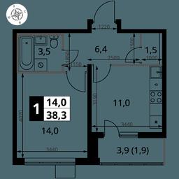 1-BD Apartment Sale, 38.3 sq. m. at Pervy Yuzhny, zhiloy kompleks Pervy Yuzhny, Leninskiy City District, Moscow Region, Russia #4
