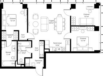 3-BD Apartment Sale, 91.6 sq. m. at Symphony 34, 2nd Khutorskaya Street, 38А, Moscow, Russia #3