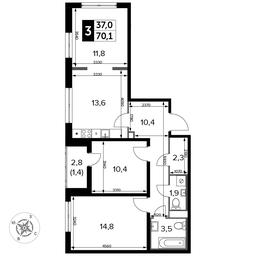 3-BD Apartment Sale, 70.2 sq. m. at Yzhnaya Bitsa, Yuzhnaya Bitsa Residential Complex, posyolok Bittsa, Leninskiy City District, Moscow Region, Russia #2 3-BD Apartment Sale, 70.2 sq. m. at Yzhnaya Bitsa, Yuzhnaya Bitsa Residential Complex, posyolok Bittsa, Leninskiy City District, Moscow Region, Russia #2