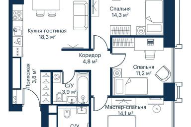 3-BD Apartment Sale, 75.8平方米 at City Bay, Volokolamskoye Highway, 95с3, Moscow, Russia #4