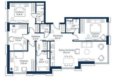 4-BD Apartment Sale, 111.4 sq. m. at City Bay, Volokolamskoye Highway, 95с3, Moscow, Russia #4