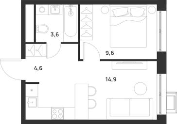 1-BD Apartment Sale, 32.7 sq. m. at Газопровод, Sosenskoye Settlement, Moscow, Russia #2