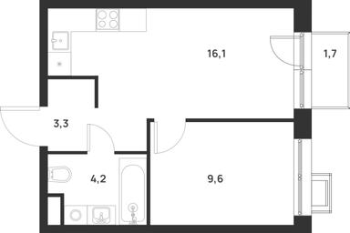 1-BD Apartment Sale, 33.7 sq. m. at Газопровод, Sosenskoye Settlement, Moscow, Russia #3 1-BD Apartment Sale, 33.7 sq. m. at Газопровод, Sosenskoye Settlement, Moscow, Russia #3