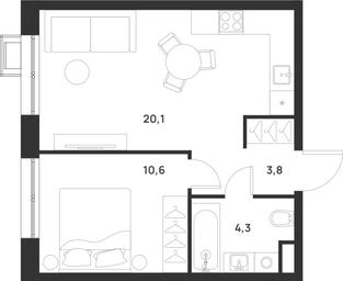 1-BD Apartment Sale, 38.8 sq. m. at Газопровод, Sosenskoye Settlement, Moscow, Russia #4