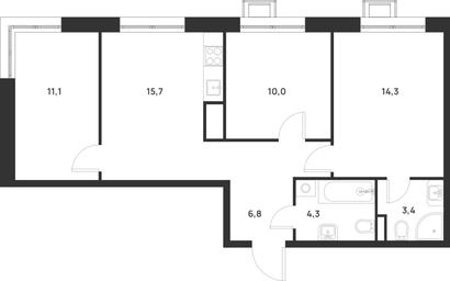 2-BD Apartment Sale, 65.6 sq. m. at Газопровод, Sosenskoye Settlement, Moscow, Russia #3