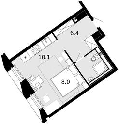 1-BD Apartment Sale, 27.3平方米 at Novaya Zvezda, Bachurinskaya ulitsa, 11, Settlement of Kommunarka, Moscow, Russia #3