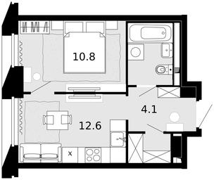 1-BD Apartment Sale, 32 sq. m. at Novaya Zvezda, Bachurinskaya ulitsa, 11, Settlement of Kommunarka, Moscow, Russia #3