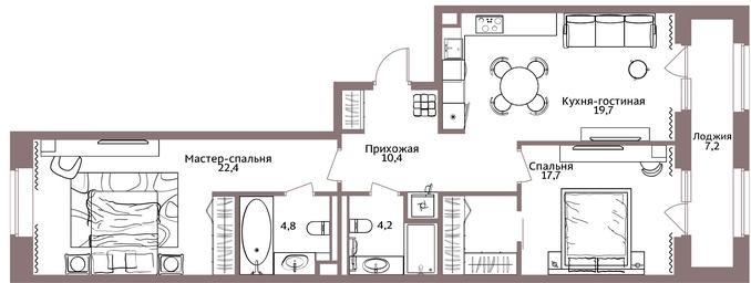 2-BD Apartment Sale, 80.1平方米 at Legacy, Michurinsky Avenue, 30А, Moscow, Russia #3 2-BD Apartment Sale, 80.1平方米 at Legacy, Michurinsky Avenue, 30А, Moscow, Russia #3