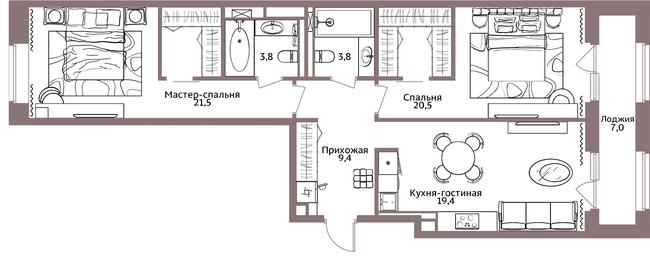 2-BD Apartment Sale, 80.8 sq. m. at Legacy, Michurinsky Avenue, 30А, Moscow, Russia #3 2-BD Apartment Sale, 80.8 sq. m. at Legacy, Michurinsky Avenue, 30А, Moscow, Russia #3