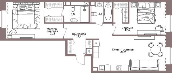 2-BD Apartment Sale, 86.4 sq. m. at Legacy, Michurinsky Avenue, 30А, Moscow, Russia #3 2-BD Apartment Sale, 86.4 sq. m. at Legacy, Michurinsky Avenue, 30А, Moscow, Russia #3