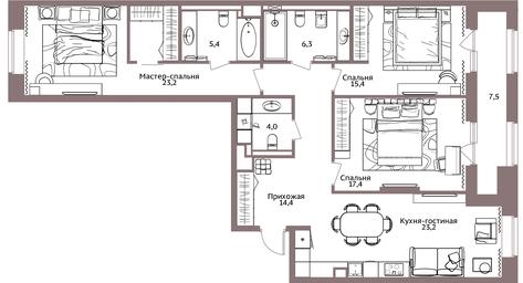 3-BD Apartment Sale, 111 sq. m. at Legacy, Michurinsky Avenue, 30А, Moscow, Russia #3