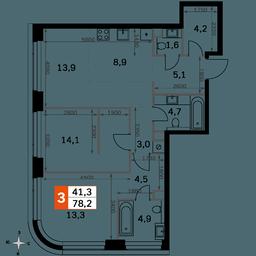 3-BD Apartment Sale, 78.2平方米 at Amber City, 3rd Khoroshyovsky Drive, 3А, Moscow, Russia #2