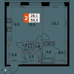 2-BD Apartment Sale, 59.5 sq. m. at Amber City, 3rd Khoroshyovsky Drive, 3А, Moscow, Russia #2 2-BD Apartment Sale, 59.5 sq. m. at Amber City, 3rd Khoroshyovsky Drive, 3А, Moscow, Russia #2