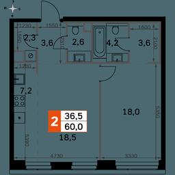 2-BD Apartment Sale, 60 sq. m. at Amber City, 3rd Khoroshyovsky Drive, 3А, Moscow, Russia #2