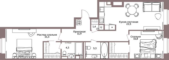 2-BD Apartment Sale, 83 sq. m. at Legacy, Michurinsky Avenue, 30А, Moscow, Russia #3 2-BD Apartment Sale, 83 sq. m. at Legacy, Michurinsky Avenue, 30А, Moscow, Russia #3