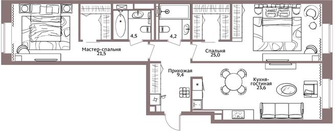 2-BD Apartment Sale, 89.2平方米 at Legacy, Michurinsky Avenue, 30А, Moscow, Russia #3