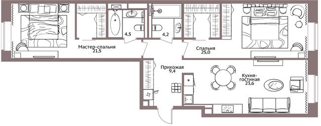 2-BD Apartment Sale, 89.2平方米 at Legacy, Michurinsky Avenue, 30А, Moscow, Russia #3 2-BD Apartment Sale, 89.2平方米 at Legacy, Michurinsky Avenue, 30А, Moscow, Russia #3