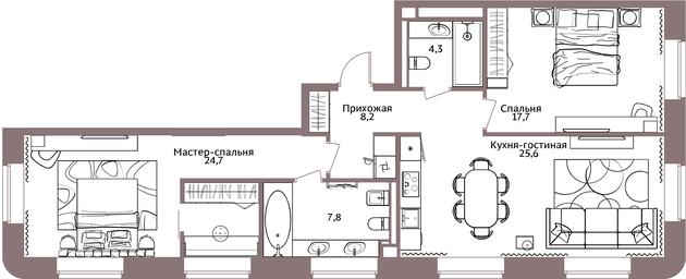 2-BD Apartment Sale, 88.3 sq. m. at Legacy, Michurinsky Avenue, 30А, Moscow, Russia #3 2-BD Apartment Sale, 88.3 sq. m. at Legacy, Michurinsky Avenue, 30А, Moscow, Russia #3