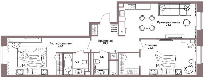 2-BD Apartment Sale, 88.6 sq. m. at Legacy, Michurinsky Avenue, 30А, Moscow, Russia #3 2-BD Apartment Sale, 88.6 sq. m. at Legacy, Michurinsky Avenue, 30А, Moscow, Russia #3