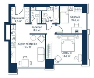 2-BD Apartment Sale, 57.8平方米 at City Bay, Volokolamskoye Highway, 95с3, Moscow, Russia #3
