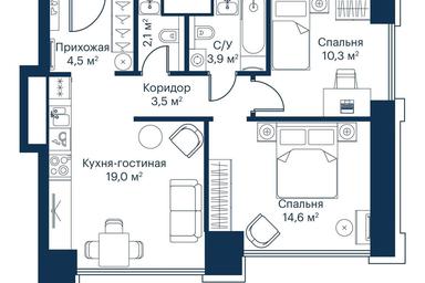 2-BD Apartment Sale, 57.8平方米 at City Bay, Volokolamskoye Highway, 95с3, Moscow, Russia #4