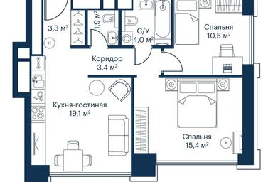 2-BD Apartment Sale, 58.7 sq. m. at City Bay, Volokolamskoye Highway, 95с3, Moscow, Russia #4