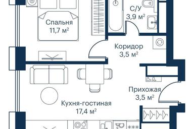 1-BD Apartment Sale, 39.8 sq. m. at City Bay, Volokolamskoye Highway, 95с3, Moscow, Russia #4