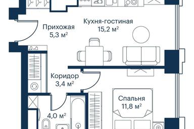 1-BD Apartment Sale, 39.9平方米 at City Bay, Volokolamskoye Highway, 95с3, Moscow, Russia #4