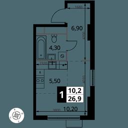 Apartment Sale, 26.8 sq. m. at 1 Himkinskij, zhiloy kompleks 1-y Khimkinskiy, kvartal Mezhdunarodny, mikrorayon Klyazma-Starbeyevo, Khimki, Moscow Region, Russia #2 Apartment Sale, 26.8 sq. m. at 1 Himkinskij, zhiloy kompleks 1-y Khimkinskiy, kvartal Mezhdunarodny, mikrorayon Klyazma-Starbeyevo, Khimki, Moscow Region, Russia #2