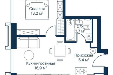 1-BD Apartment Sale, 39.8 sq. m. at City Bay, Volokolamskoye Highway, 95с3, Moscow, Russia #4