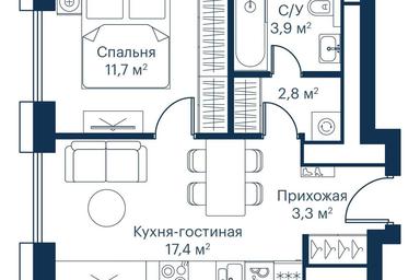 1-BD Apartment Sale, 39.4 sq. m. at City Bay, Volokolamskoye Highway, 95с3, Moscow, Russia #4