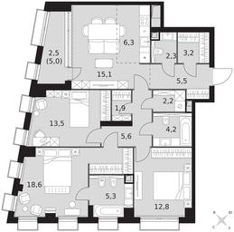 4-BD Apartment Sale, 99 sq. m. at Sydney City, Shenogina Street, 2, Moscow, Russia #3