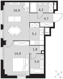 2-BD Apartment Sale, 52.6 sq. m. at Sydney City, Shenogina Street, 2, Moscow, Russia #3 2-BD Apartment Sale, 52.6 sq. m. at Sydney City, Shenogina Street, 2, Moscow, Russia #3