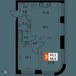 3-BD Apartment Sale, 68.9平方米 at Amber City, 3rd Khoroshyovsky Drive, 3А, Moscow, Russia #2