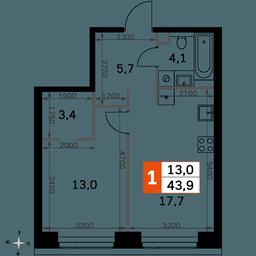 2-BD Apartment Sale, 44平方米 at Amber City, 3rd Khoroshyovsky Drive, 3А, Moscow, Russia #2 2-BD Apartment Sale, 44平方米 at Amber City, 3rd Khoroshyovsky Drive, 3А, Moscow, Russia #2