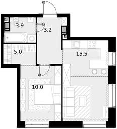 2-BD Apartment Sale, 47.5 sq. m. at Crystal, Generala Glagoleva Street, 16с1, Moscow, Russia #4
