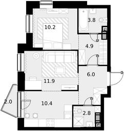2-BD Apartment Sale, 50.8 sq. m. at Crystal, Generala Glagoleva Street, 16с1, Moscow, Russia #3 2-BD Apartment Sale, 50.8 sq. m. at Crystal, Generala Glagoleva Street, 16с1, Moscow, Russia #3