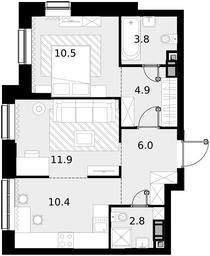 2-BD Apartment Sale, 50.3 sq. m. at Crystal, Generala Glagoleva Street, 16с1, Moscow, Russia #3