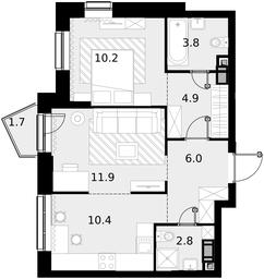 2-BD Apartment Sale, 50.7 sq. m. at Crystal, Generala Glagoleva Street, 16с1, Moscow, Russia #3 2-BD Apartment Sale, 50.7 sq. m. at Crystal, Generala Glagoleva Street, 16с1, Moscow, Russia #3