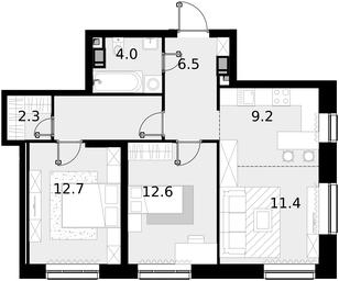 2-BD Apartment Sale, 64.2 sq. m. at Crystal, Generala Glagoleva Street, 16с1, Moscow, Russia #2 2-BD Apartment Sale, 64.2 sq. m. at Crystal, Generala Glagoleva Street, 16с1, Moscow, Russia #2