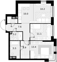 2-BD Apartment Sale, 67.6 sq. m. at Crystal, Generala Glagoleva Street, 16с1, Moscow, Russia #4