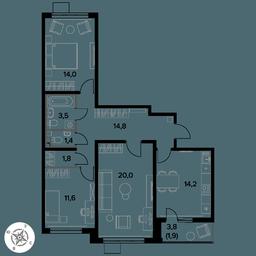 3-BD Apartment Sale, 83.2 sq. m. at Pervy Donskoj, zhiloy mikrorayon Sapronovo, derevnya Sapronovo, Leninskiy City District, Moscow Region, Russia #3