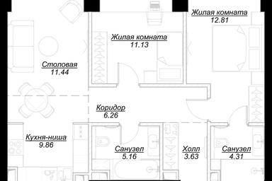 2-BD Apartment Sale, 65.5平方米 at Mod, 4th Maryinoy Roschi Street, 12с9, Moscow, Russia #3 2-BD Apartment Sale, 65.5平方米 at Mod, 4th Maryinoy Roschi Street, 12с9, Moscow, Russia #3
