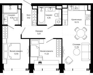 2-BD Apartment Sale, 65.5平方米 at Mod, 4th Maryinoy Roschi Street, 12с9, Moscow, Russia #4