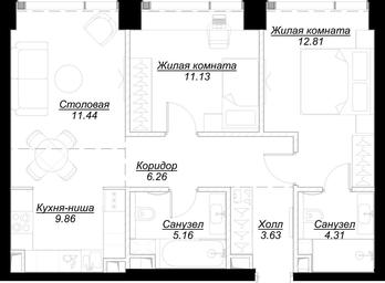 2-BD Apartment Sale, 65.5平方米 at Mod, 4th Maryinoy Roschi Street, 12с9, Moscow, Russia #2 2-BD Apartment Sale, 65.5平方米 at Mod, 4th Maryinoy Roschi Street, 12с9, Moscow, Russia #2
