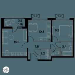 2-BD Apartment Sale, 52.7 sq. m. at Yzhnaya Bitsa, Yuzhnaya Bitsa Residential Complex, posyolok Bittsa, Leninskiy City District, Moscow Region, Russia #3 2-BD Apartment Sale, 52.7 sq. m. at Yzhnaya Bitsa, Yuzhnaya Bitsa Residential Complex, posyolok Bittsa, Leninskiy City District, Moscow Region, Russia #3