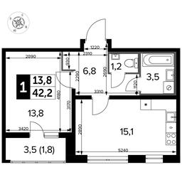 1-BD Apartment Sale, 42.4 sq. m. at Yzhnaya Bitsa, Yuzhnaya Bitsa Residential Complex, posyolok Bittsa, Leninskiy City District, Moscow Region, Russia #2 1-BD Apartment Sale, 42.4 sq. m. at Yzhnaya Bitsa, Yuzhnaya Bitsa Residential Complex, posyolok Bittsa, Leninskiy City District, Moscow Region, Russia #2