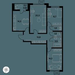 3-BD Apartment Sale, 83.7 sq. m. at Yzhnaya Bitsa, Yuzhnaya Bitsa Residential Complex, posyolok Bittsa, Leninskiy City District, Moscow Region, Russia #3 3-BD Apartment Sale, 83.7 sq. m. at Yzhnaya Bitsa, Yuzhnaya Bitsa Residential Complex, posyolok Bittsa, Leninskiy City District, Moscow Region, Russia #3