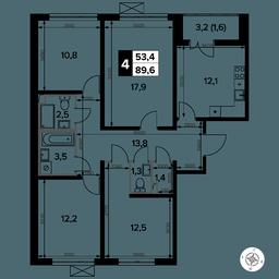 4-BD Apartment Sale, 89.7 sq. m. at Yzhnaya Bitsa, Yuzhnaya Bitsa Residential Complex, posyolok Bittsa, Leninskiy City District, Moscow Region, Russia #4