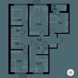 4-BD Apartment Sale, 89.7 sq. m. at Yzhnaya Bitsa, Yuzhnaya Bitsa Residential Complex, posyolok Bittsa, Leninskiy City District, Moscow Region, Russia #3 4-BD Apartment Sale, 89.7 sq. m. at Yzhnaya Bitsa, Yuzhnaya Bitsa Residential Complex, posyolok Bittsa, Leninskiy City District, Moscow Region, Russia #3